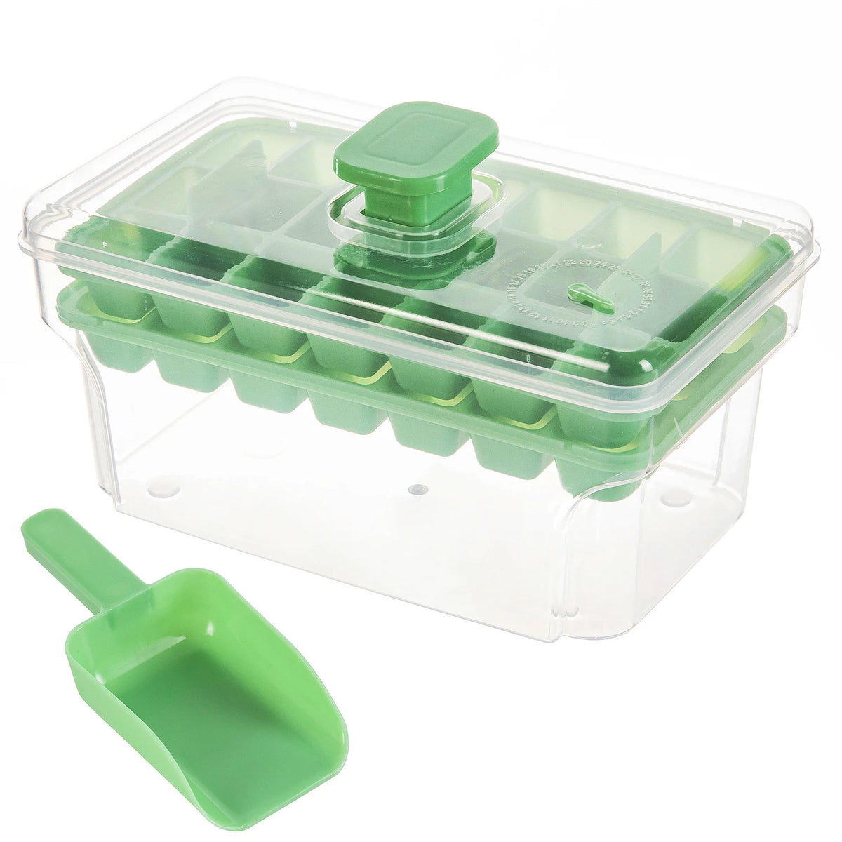 Ice Cube Trays with Lid & Bin