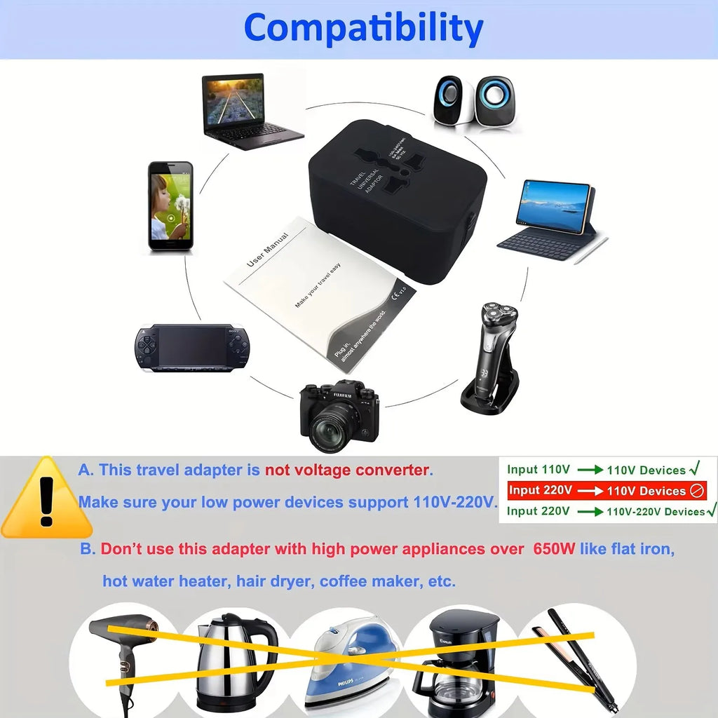 Universal Travel Adapter with USB