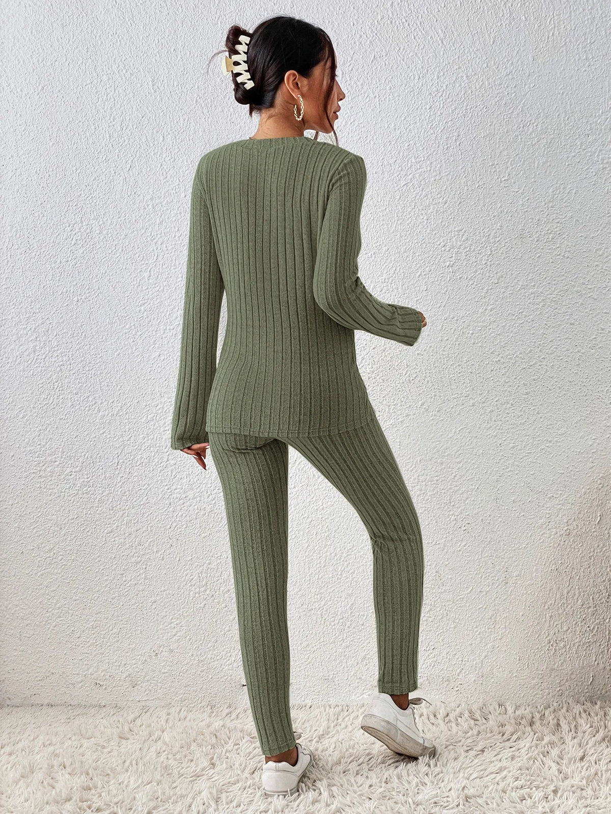 Ribbed Knit Lounge Set