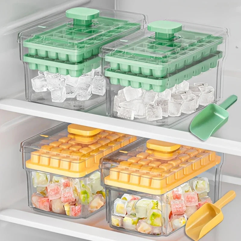 Ice Cube Trays with Lid & Bin