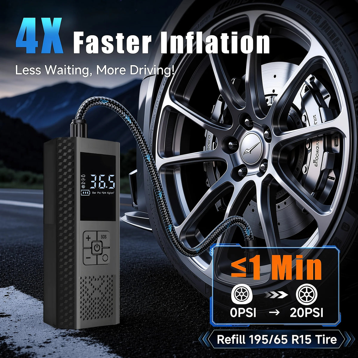 Portable Digital Tyre Inflator – Rechargeable 150 PSI Air Pump