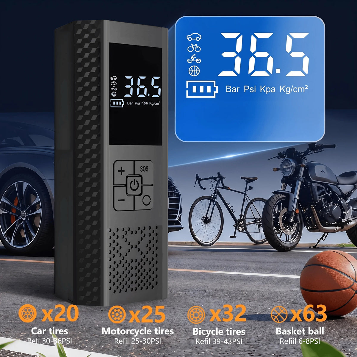 Portable Digital Tyre Inflator – Rechargeable 150 PSI Air Pump