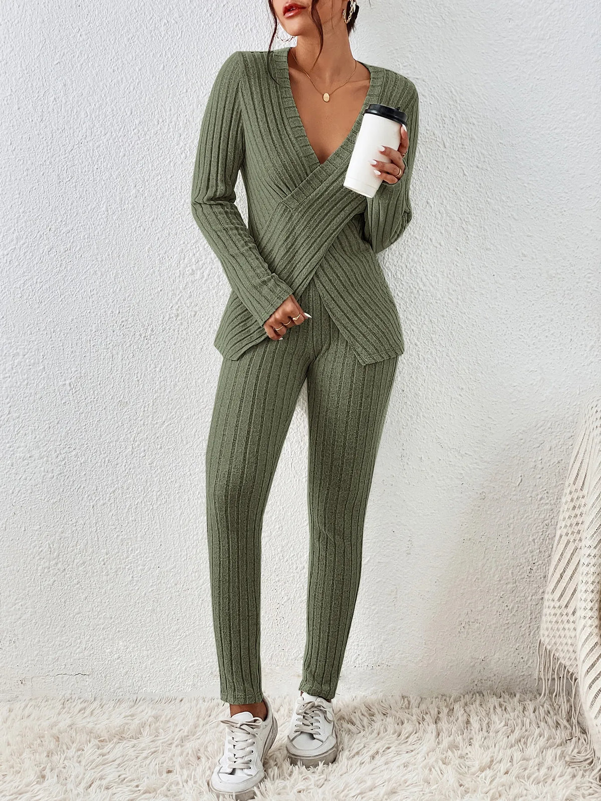 Ribbed Knit Lounge Set